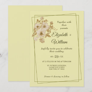 Convite Rosa - Casamento Amarelo Celestial