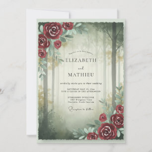 Convite Rosa Casamento da Floresta Carmesim