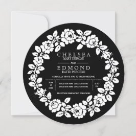 Convite Rosa, casamento moderno branco e preto