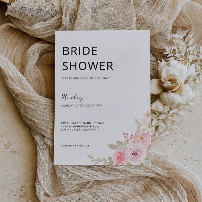 Convite Rosa Chá de panela Casamento (Rose Wedding Bridal Shower Invitation)