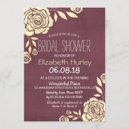 Convite Rosa chá de panela Crítico Moderno Ouro Vermelho