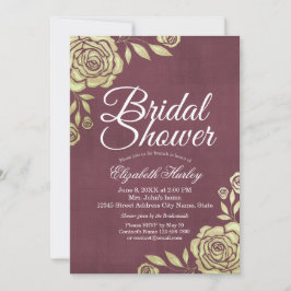 Convite Rosa chá de panela Crítico Moderno Ouro Vermelho