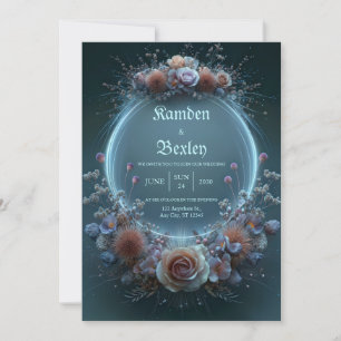 Convite Rosa Champanhe Celestial Jardim Neon Casamento