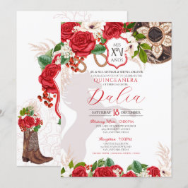 Convite Rosa Charro Quinceañera