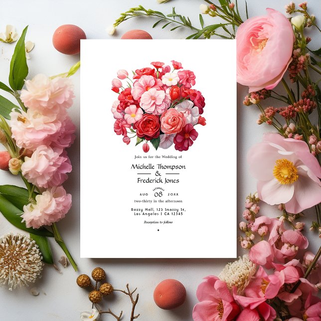 Convite Rosa Chiclete, Algodão Doce & Morango Casamento (Criador carregado)