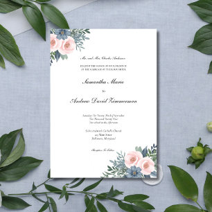 Convite Rosa Choque Azul Poeira Formal Elegante Casamento 