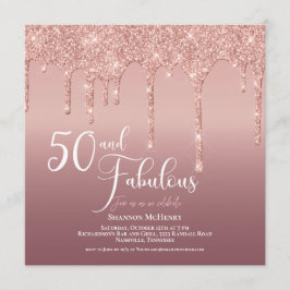 Convite Rosa Cinza 50 e Fabuloso Script de Aniversário