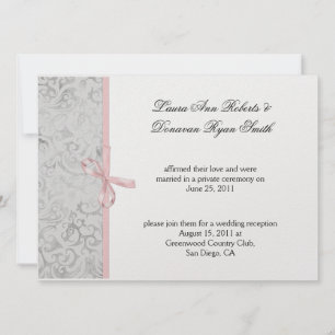 Convite Rosa Cinza Branco Damask Após Casamento