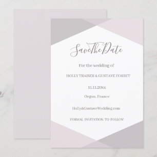 Convite Rosa Cinza Branco Hexágono Salve O Casamento Data