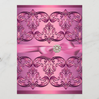 Convite Rosa claro Damask & Arco Sweet16 Birthday Invite