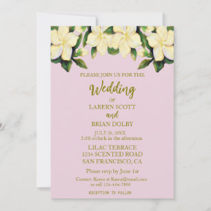 Convite Rosa claro e Dourado Calla Lily Greenery Casamento