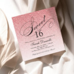 Convite Rosa claro Glam Glitter Sweet 16 Square<br><div class="desc">Este belo convite apresenta falhas de brilho ombre e seu texto personalizado. Use o modelo para adicionar suas informações. Altere a fonte ou adicione mais texto usando o recurso Personalizar.</div>