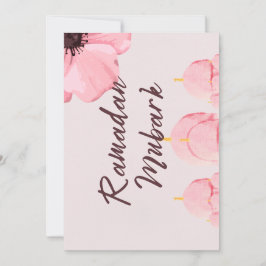 Convite Rosa com a flor Ramadã mubark