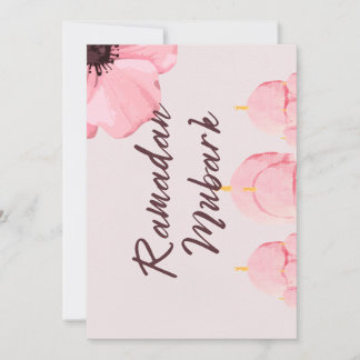 Convite Rosa com a flor Ramadã mubark