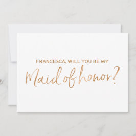 Convite Rosa com Letra Dourada "Você será minha madrinha d