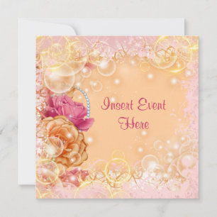 Convite rosa cor de laranja rosa elegante