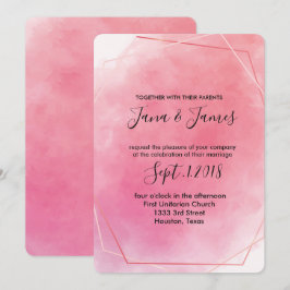Convite Rosa cor-de-rosa-d-água do frame Casamento