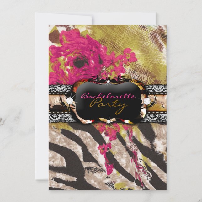 Convite Rosa cor-de-rosa da zebra de 311 Tigress (Frente)