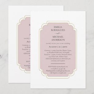 Convite Rosa cor-de-rosa dupla de Casamento BILINGUAL