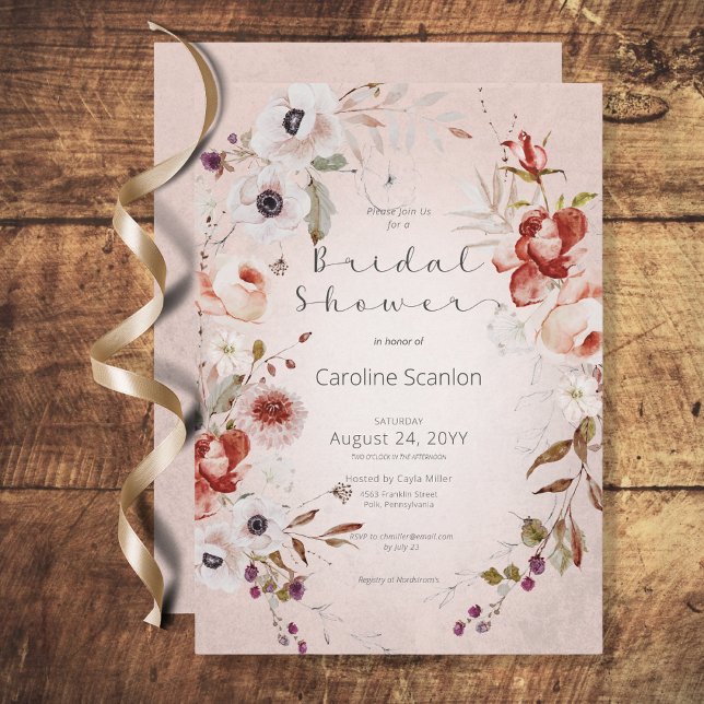 Convite Rosa cor-de-rosa-roma Chá de panela (Criador carregado)