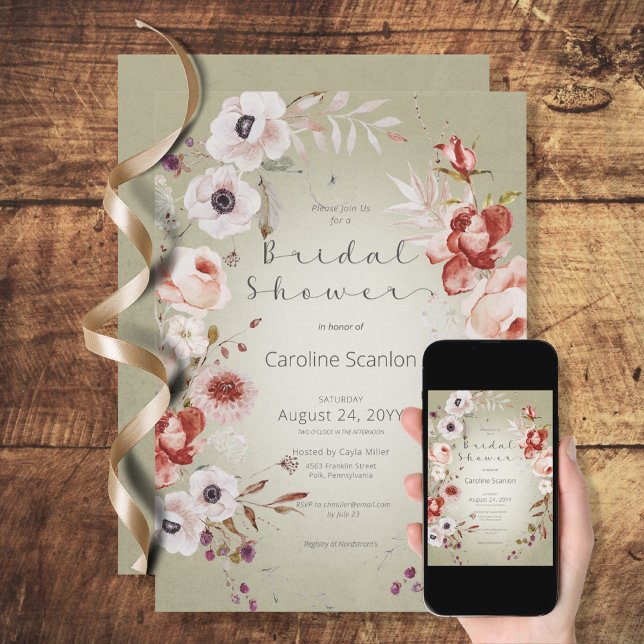 Convite Rosa cor-de-rosa-roma Chá de panela (Criador carregado)