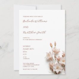 Convite Rosa Corado Floral Moderno 3D