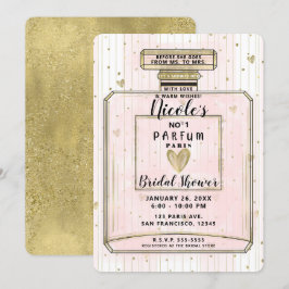 Convite Rosa Corado & Perfume Paris Dourado Chá de Noiva