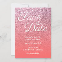 Rosa Coral Glitter Ombre Salve a Data
