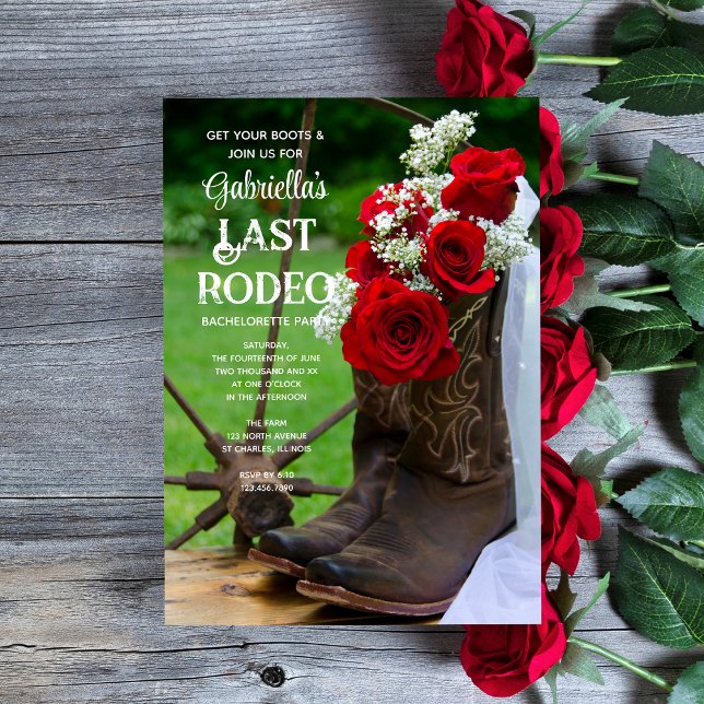Convite Rosa Cowboy Boots Última Festa de solteira Rodeada (Criador carregado)