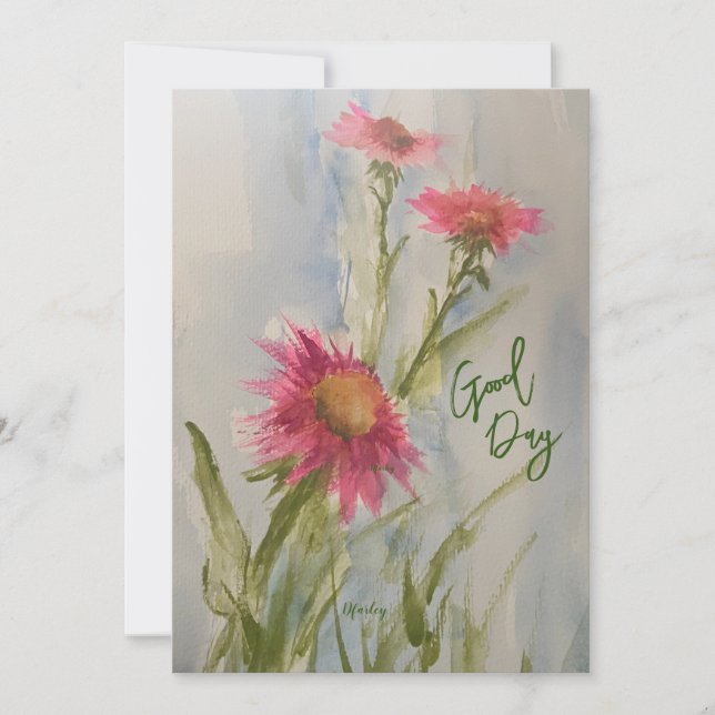 Convite Rosa Daises Notecard (Frente)