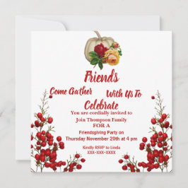 Convite Rosa de Abóbora de outono de Amizade Berry Vermelh