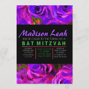Convite Rosa DE ÁGUA NEON Bat Mitzvah