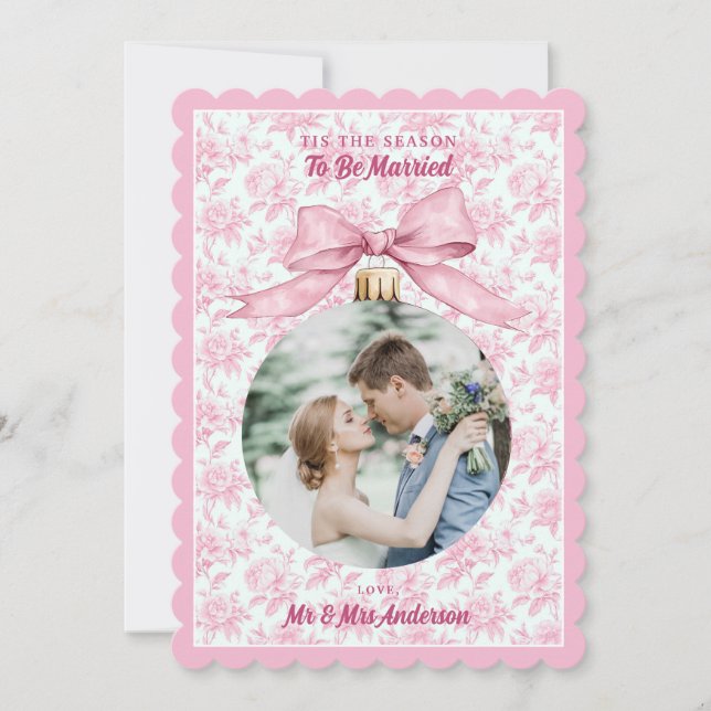 Convite Rosa de algodão rosa para se casar no Natal (Frente)