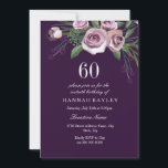 Convite Rosa de ameixa de abóbora de ameixa 60º aniversári<br><div class="desc">EggPlant Purple Plum Rosa Womans 60th Birthday Invitation Matching in Niche and Nest store. Design cortesia de: https://www.etsy.com/shop/SmallHouseBigPony</div>