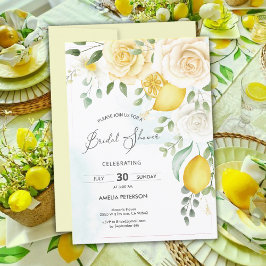 Convite Rosa de Aquarela Amarela e chá de panela de limão