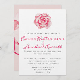 Convite Rosa de Aquarela Rosa | Casamento