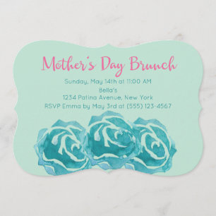 Convite Rosa de Aquarela Teal Brunch