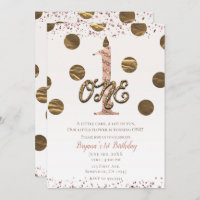 Rosa de Bolinhas de bronze Dourado UM primeiro ani