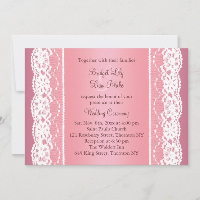 Convite Rosa de casamento bonito (Frente)