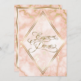 Convite Rosa de Casamento e Caligrafia do Ornamentado Marb