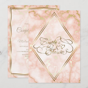 Convite Rosa de Casamento e Caligrafia do Ornamentado Marb