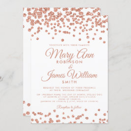 Convite Rosa de Casamento Elegante, Glitter Confetti White