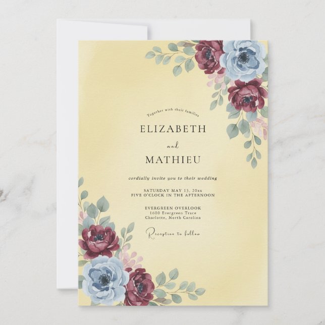 Convite Rosa de Casamento Marrom Creme em Aquarela (Frente)