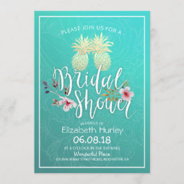 Convite Rosa de chá de panela de Casal de abacaxi de folha