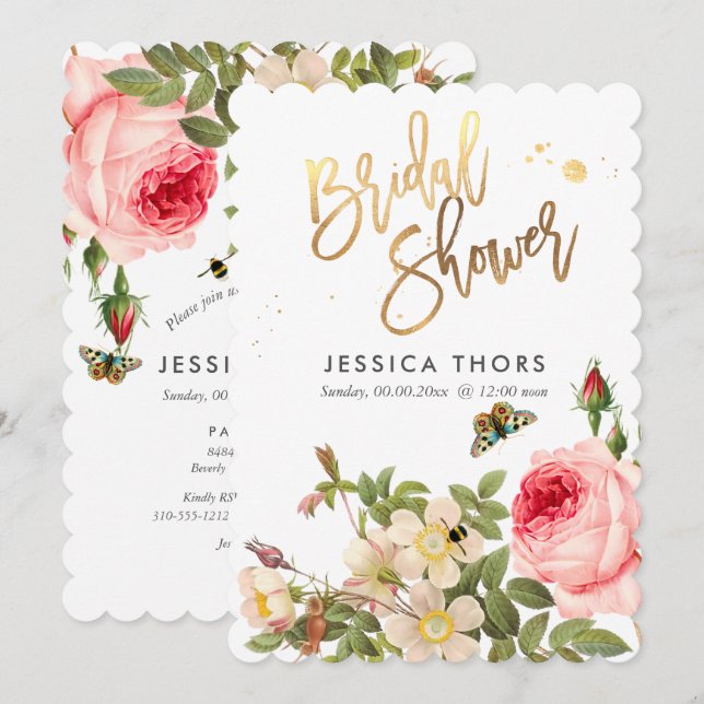 Convite Rosa de Chá de panela de  PixDezines (Frente/Verso)