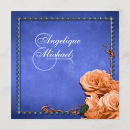 Convite rosa de colheita de casamento laranja azul