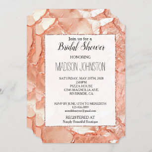 Convite Rosa de cor rosa, Dourado Glam