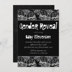 Convite Rosa de crânio   Fundo Chalkboard Grunge Gênero Re