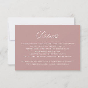 Convite Rosa de Detalhes do Casamento de Script de Caligra