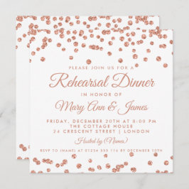 Convite Rosa de ensaio com Glitter Dourado Janta Confetti